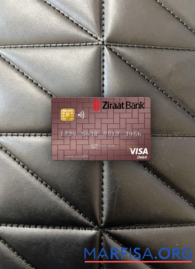 Realistic Uzbekistan Ziraat Bank visa debit card photolook front sample